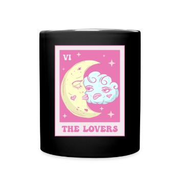 Coquette Aesthetic Pink Tarot Card The Lovers - Full Colour Mug - black - Front