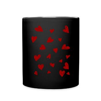 Coquette Aesthetic Pink Hearts Valentines Day - Full Colour Mug - black - Front