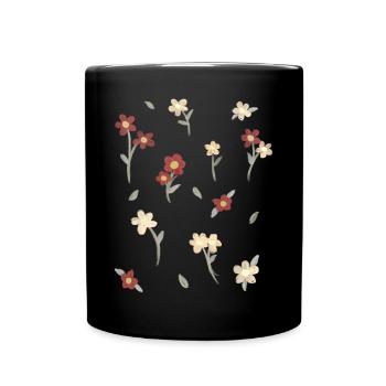 Coquette Aesthetic Pink Watercolor Flowers - Full Colour Mug - black - Front