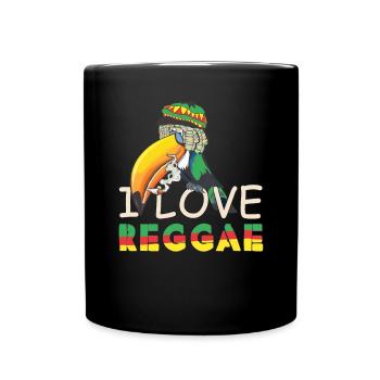 J’aime le reggae Jamaïque Rasta Toucans Oiseau Perroquet - Mug uni - noir - Devant