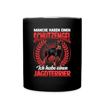 Jagdterrier mein Schutzengel Deutscher Jagdterrier - Tasse einfarbig - Schwarz - Vorne
