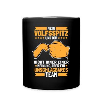 Wolfsspitz und Ich deutscher Spitz Keeshond - Tasse einfarbig - Schwarz - Vorne