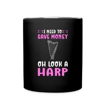 Harfenmusiker. Für Harfenisten, Harfenmädchen Und - Tasse einfarbig - Schwarz - Vorne