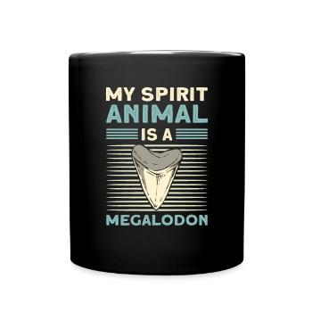 Mon animal d’âme est le chasseur de dents fossiles de mégalodon - Mug uni - noir - Devant