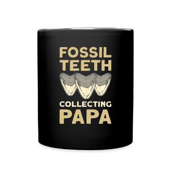 Dents fossiles Collecte de papa. Megalodon - Mug uni - noir - Devant