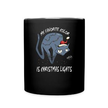 Meine Lieblingsfarbe Ist Weihnachtslichter - Tasse einfarbig - Schwarz - Vorne