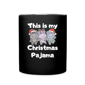 Pyjama de Noël Hippopotames de Noël - Mug uni - noir - Devant