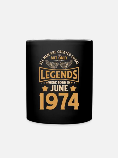 Birthday The legends were born in June 1974 - Full Colour Mug - black