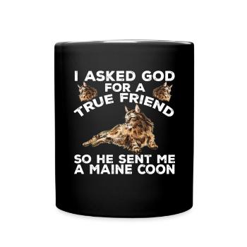 Maine Coon Katze - Tasse einfarbig - Schwarz - Vorne