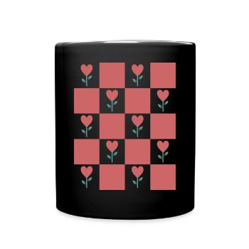 Coquette Aesthetic Pink Rose Heart Hearts - Full Colour Mug - black - Front