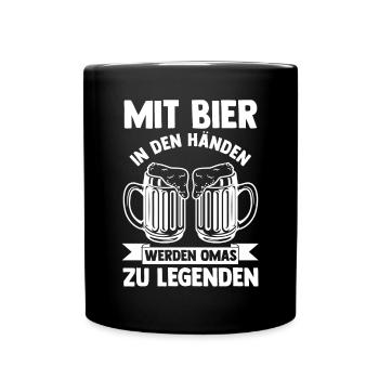 Großmutter Großmama Bier Omi Oma - Tasse einfarbig - Schwarz - Vorne