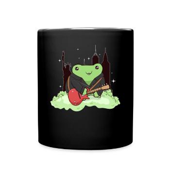 Downtown Girl Aesthetic Kawaii Frog Coquette - Full Colour Mug - black - Front