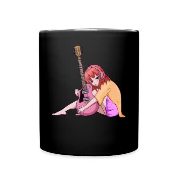 Downtown Girl Esthétique Anime Girl E-Guitar - Mug uni - noir - Devant