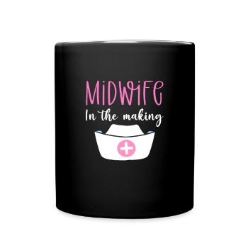 Hebamme In Spe. Geburtshelferin Und Hebamme. Ob - Tasse einfarbig - Schwarz - Vorne