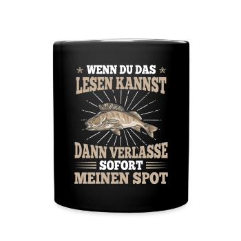 Angler Angelliebe Verlasse Sofort Meinen Spot - Tasse einfarbig - Schwarz - Vorne