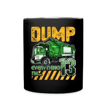 Müllwagen 13. Geburtstag 13 Jahre alter Geburtstag - Tasse einfarbig - Schwarz - Vorne