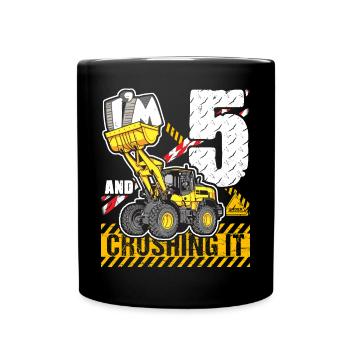I'm 5 & Crushing It 5th Birthday Boys Excavator - Tasse einfarbig - Schwarz - Vorne