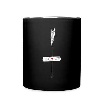Ukrainisches Symbol Freiheit Patch Weizenherz Herz - Tasse einfarbig - Schwarz - Vorne