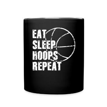 Eat Sleep Hoops Repeat Basketball - Tasse einfarbig - Schwarz - Vorne