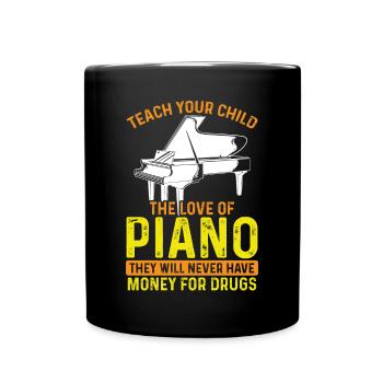 Die Liebe Zum Klavier - Tasse einfarbig - Schwarz - Vorne