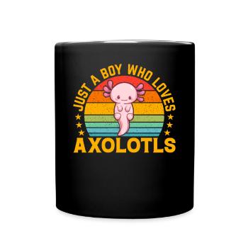 Kawaii Axolotl Lover I Just A Boy Who Loves Axolot - Full Colour Mug - black - Front