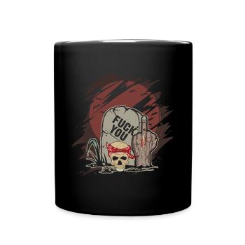Fuck you gravestone Halloween zombie - Mug uni - noir - Devant