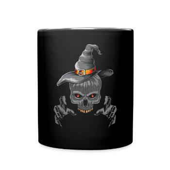 Squelette de sorcière à la citrouille d’Halloween - Mug uni - noir - Devant