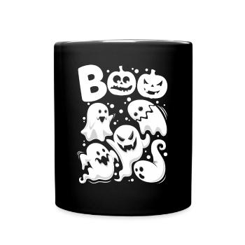 BOO Geister Erschrecken Halloween - Tasse einfarbig - Schwarz - Vorne