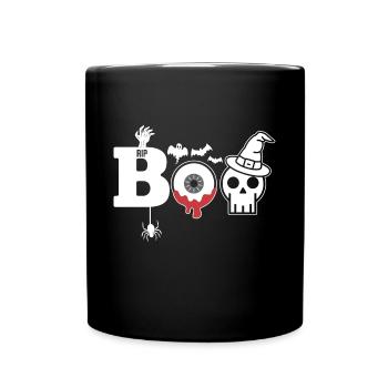 BOO Geister Erschrecken Halloween - Tasse einfarbig - Schwarz - Vorne