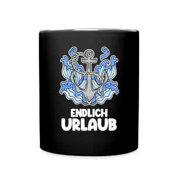 Urlaub - Tasse einfarbig - Schwarz - Vorne