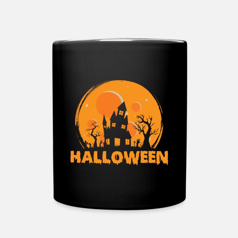 Halloween effrayant maison lune - Mug uni - noir