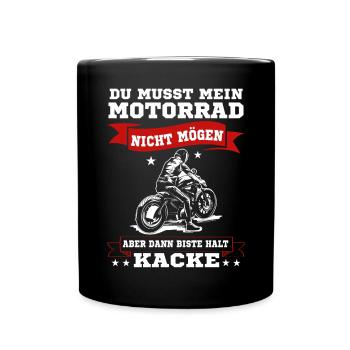 Lustiger Motorradfahrer Spruch Motorrad Biker - Tasse einfarbig - Schwarz - Vorne