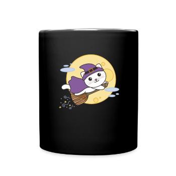 Chat Halloween Sorcière Enfants Sorcière Costume de Sorcière - Mug uni - noir - Devant