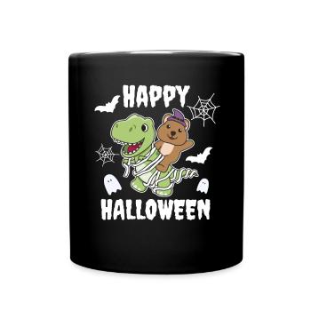 Quokka Happy Halloween T-Rex Mummy Costume - Full Colour Mug - black - Front