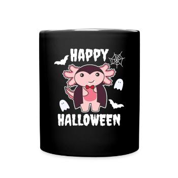 Axolotl Happy Halloween Cute Vampire Costume - Full Colour Mug - black - Front