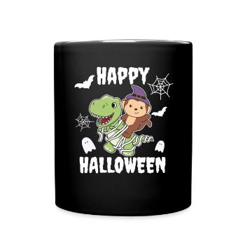 Monkey Happy Halloween T-Rex Mummy Costume - Full Colour Mug - black - Front