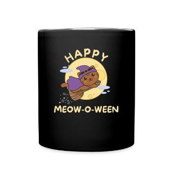 Cat Happy Halloween Happy Meow-o-ween - Full Colour Mug - black - Front