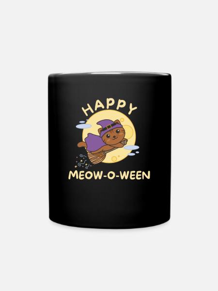 Chat Joyeux Halloween Joyeux Miaou-o-ween - Mug uni - noir