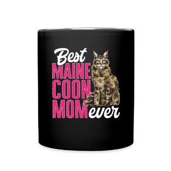 Maine Coon Katze - Tasse einfarbig - Schwarz - Vorne