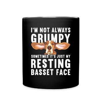 Basset Hound Gift - Full Colour Mug - black - Front