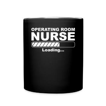 OP Krankenschwester lädt - Tasse einfarbig - Schwarz - Vorne