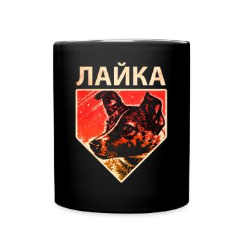 Laika - Sowjetischer Weltraum Hund - Tasse einfarbig - Schwarz - Vorne