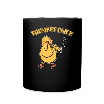 Trumpet Player Girl Chicken - Full Colour Mug - black - Front