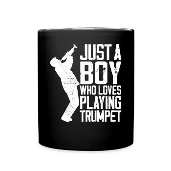 Trumpet Player Vintage Just A Boy - Tasse einfarbig - Schwarz - Vorne