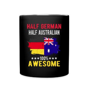 Halb Deutsch Halb Australier - Tasse einfarbig - Schwarz - Vorne