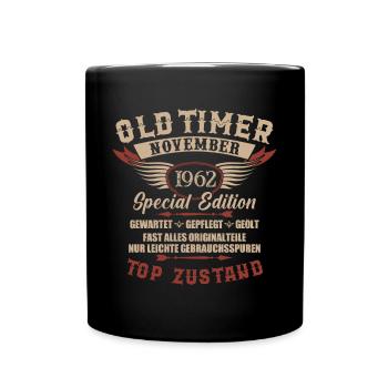 Oldtimer November 1962 Jahrgang Geburtstag - Tasse einfarbig - Schwarz - Vorne