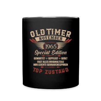 Oldtimer November 1965 Jahrgang Geburtstag - Tasse einfarbig - Schwarz - Vorne