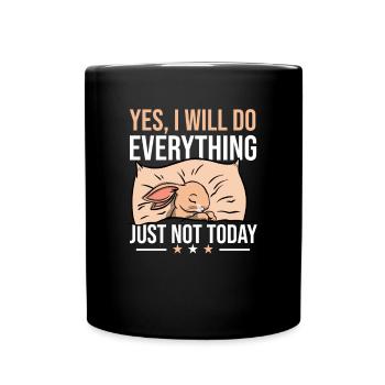 Tiredness Rabbit Lazy Sleep Bored Ka - Full Colour Mug - black - Front