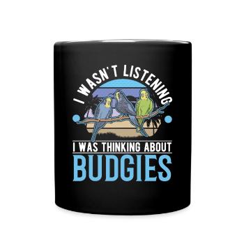 Budgerigar cockatiel Welli Parakeet - Full Colour Mug - black - Front