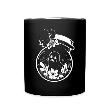 Fantôme dans un verre de fleurs Flask Mois magique - Mug uni - noir - Devant